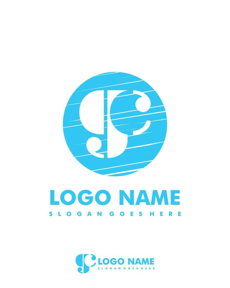 Initial GC negative space logo with circle template vector
