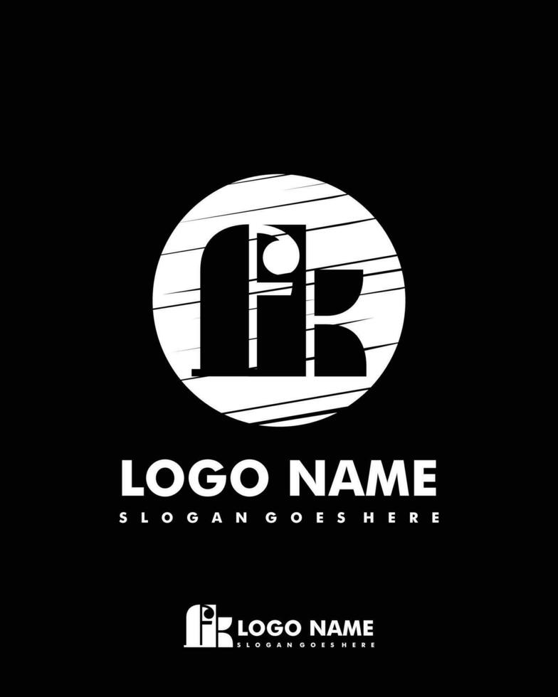 Initial FK negative space logo with circle template vector