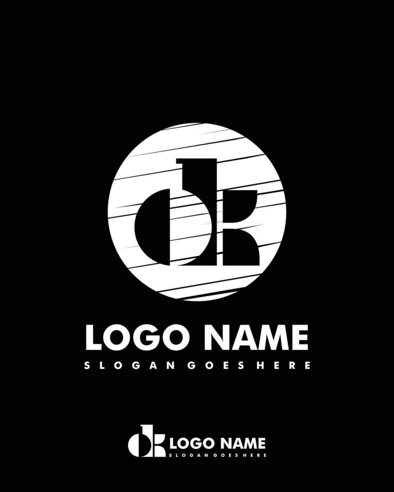 Initial OK negative space logo with circle template vector