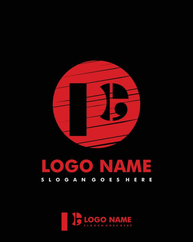 Initial PE negative space logo with circle template vector
