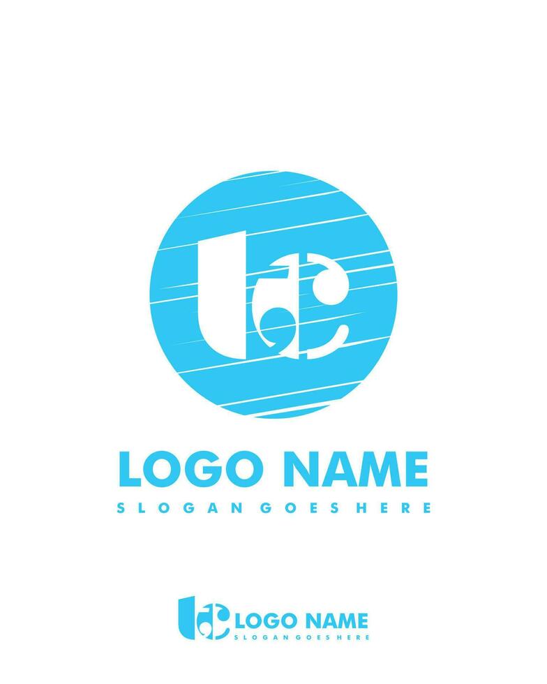 Initial TC negative space logo with circle template vector