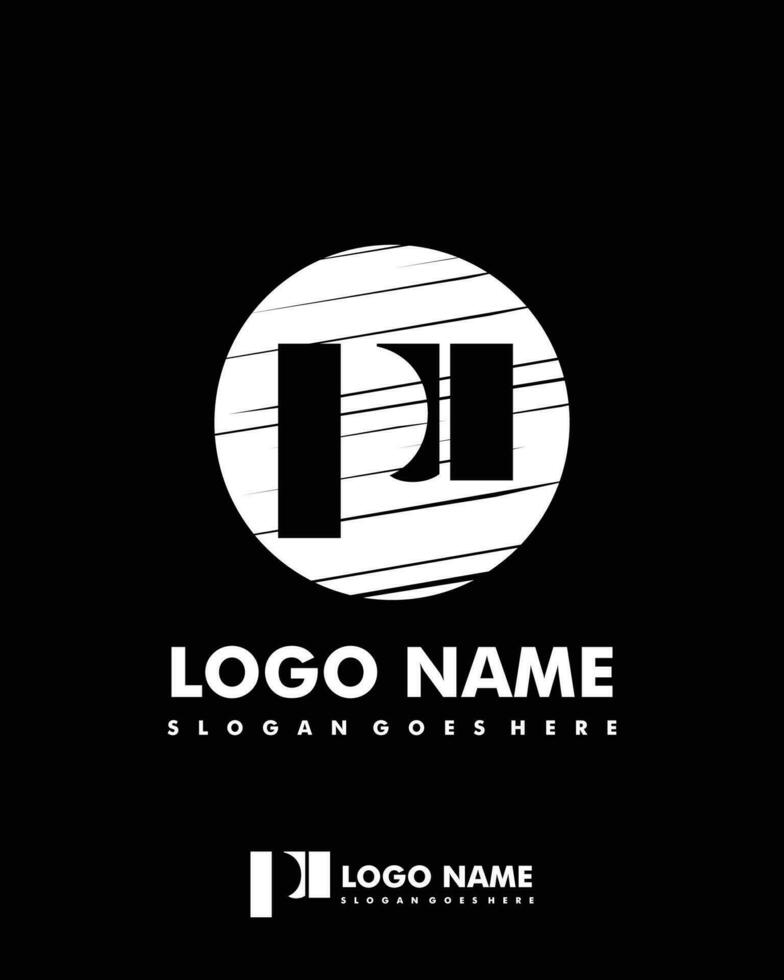 Initial PU negative space logo with circle template vector