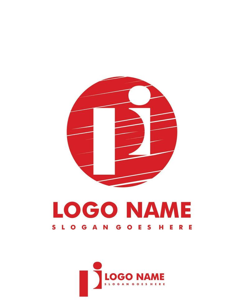 Initial PI negative space logo with circle template vector