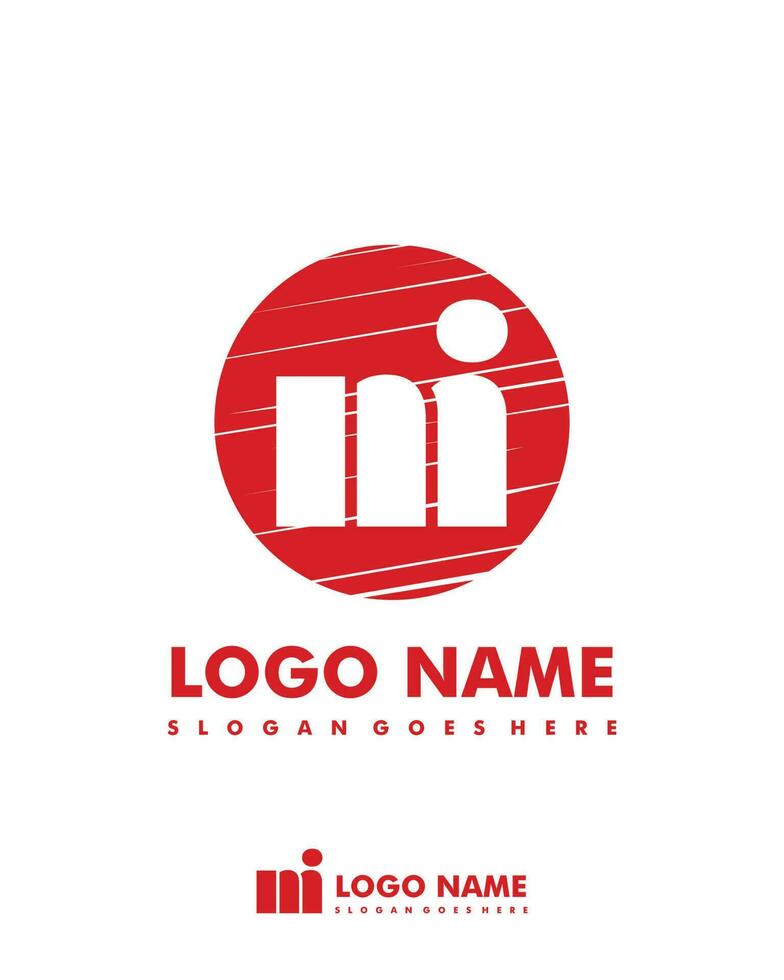 Initial MI negative space logo with circle template vector