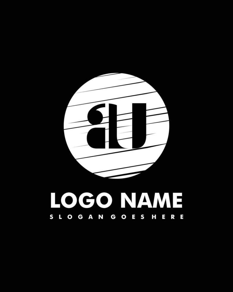 Initial AU negative space logo with circle template vector