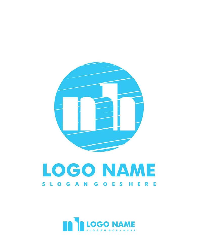 Initial MH negative space logo with circle template vector