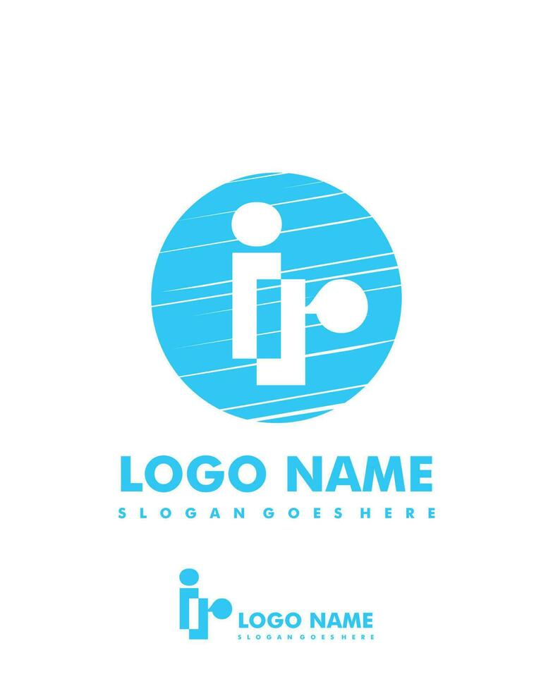 Initial IR negative space logo with circle template vector