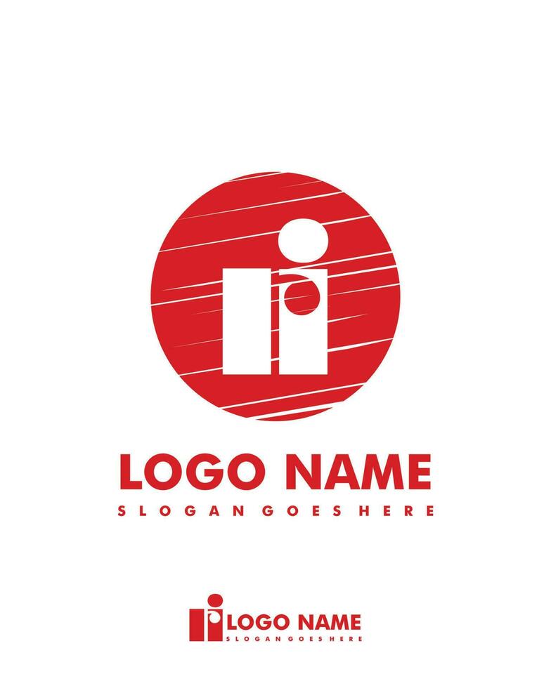 Initial RI negative space logo with circle template vector