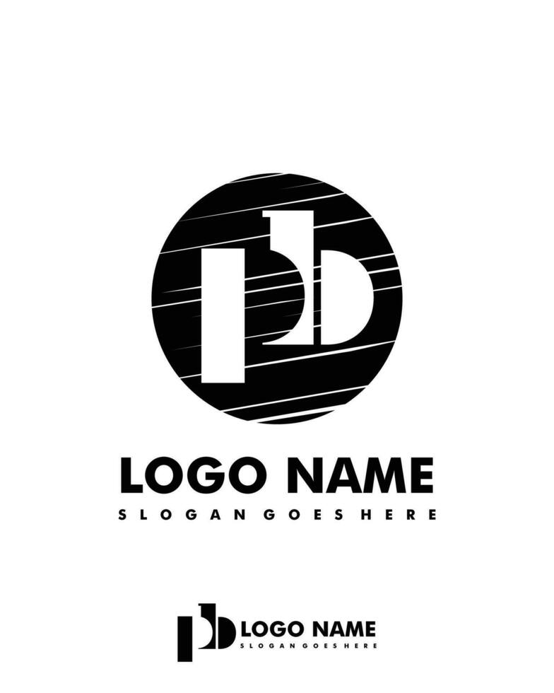 Initial PB negative space logo with circle template vector