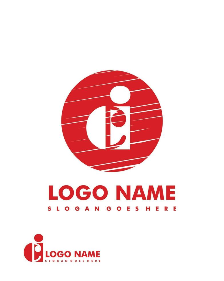 Initial CI negative space logo with circle template vector