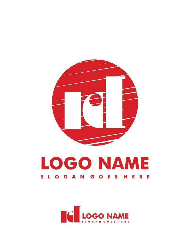 Initial RD negative space logo with circle template vector
