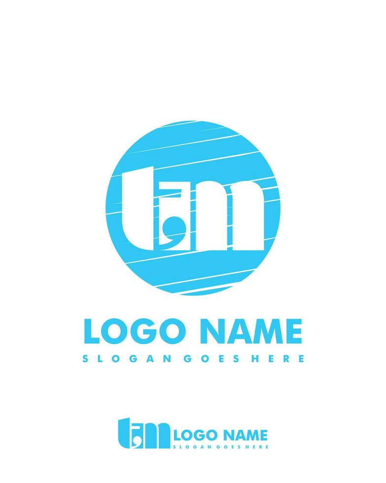 Initial TM negative space logo with circle template vector