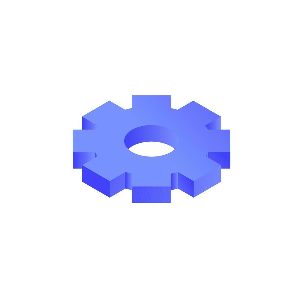 3D blue cogwheel illustration on white background. vector
