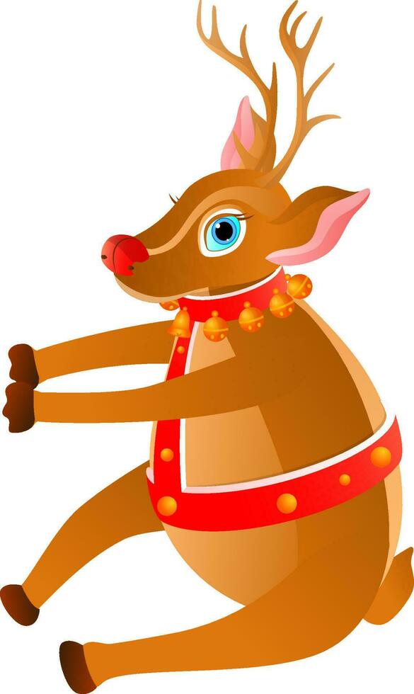 Christmas reindeer in sitting pose. vector