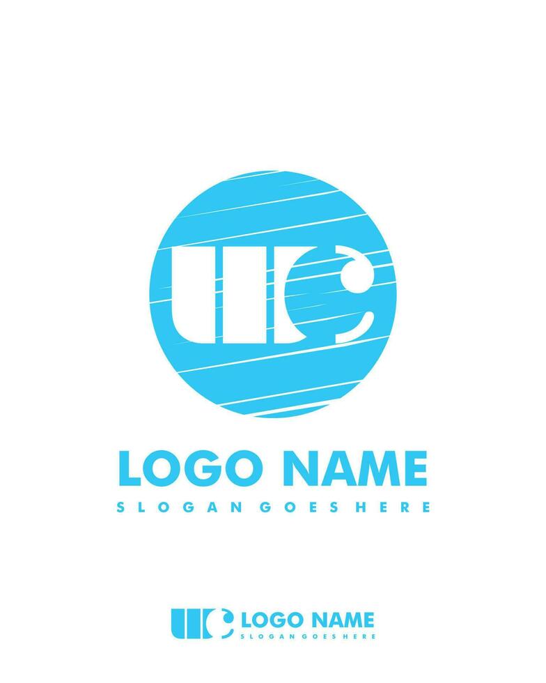 Initial WC negative space logo with circle template vector