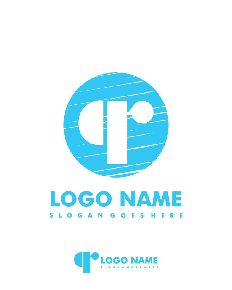 Initial QR negative space logo with circle template vector
