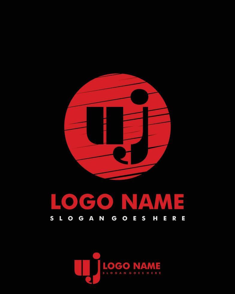 Initial WJ negative space logo with circle template vector