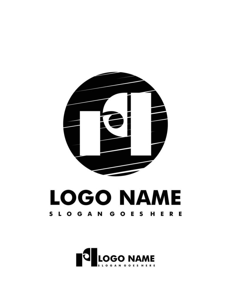 Initial RQ negative space logo with circle template vector