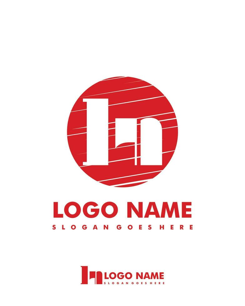 Initial LN negative space logo with circle template vector