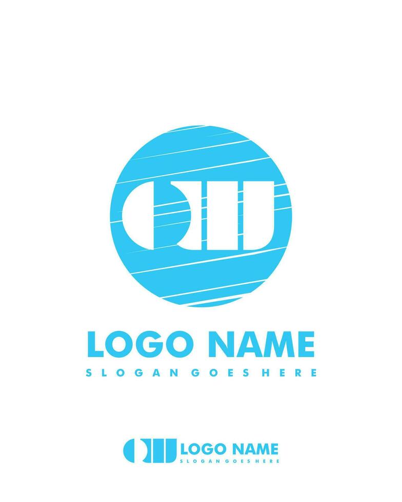 Initial OW negative space logo with circle template vector