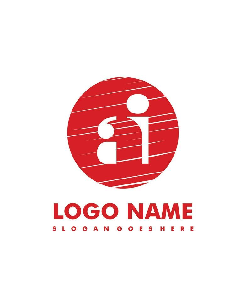 Initial AI negative space logo with circle template vector