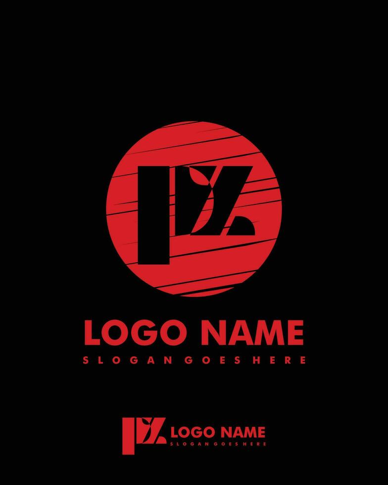 Initial PZ negative space logo with circle template vector