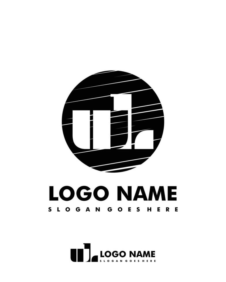 Initial WL negative space logo with circle template vector