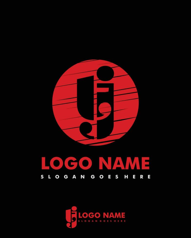 Initial TJ negative space logo with circle template vector
