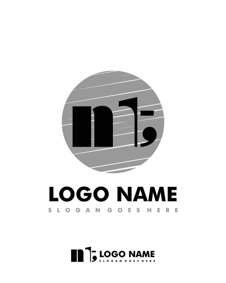 Initial MT negative space logo with circle template vector