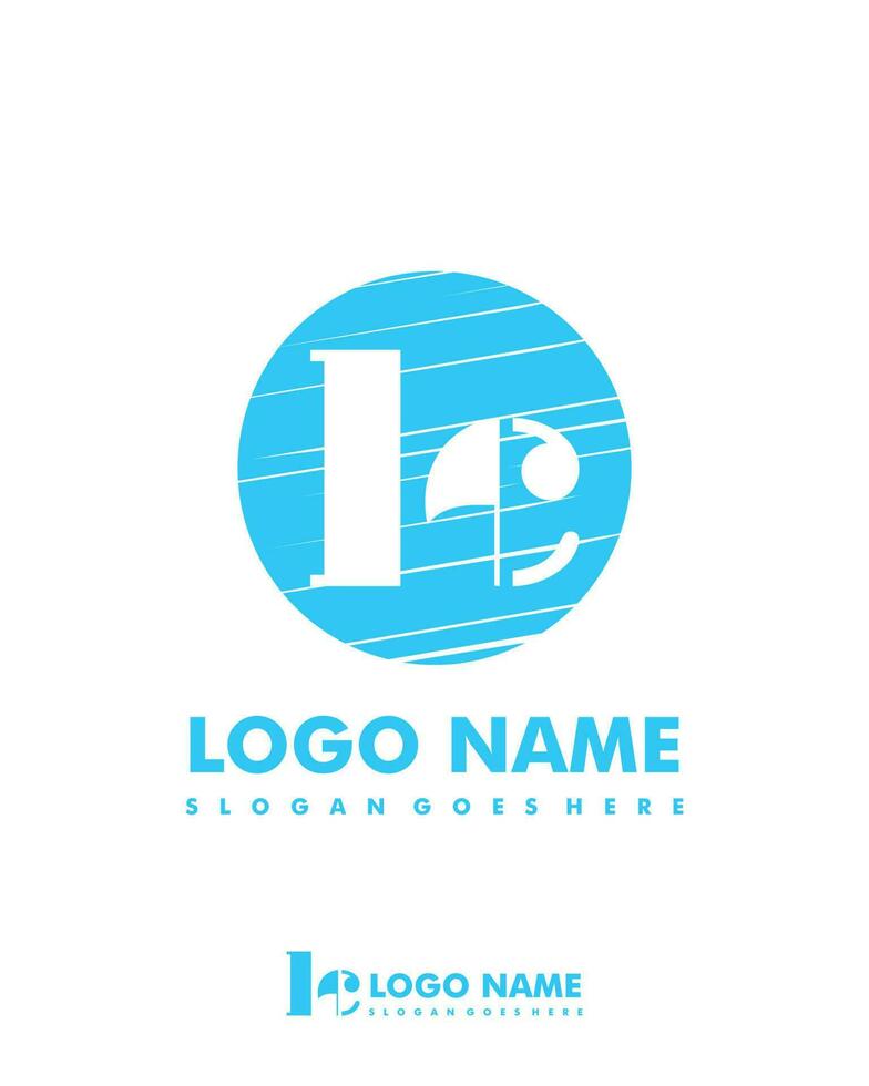 Initial LC negative space logo with circle template vector