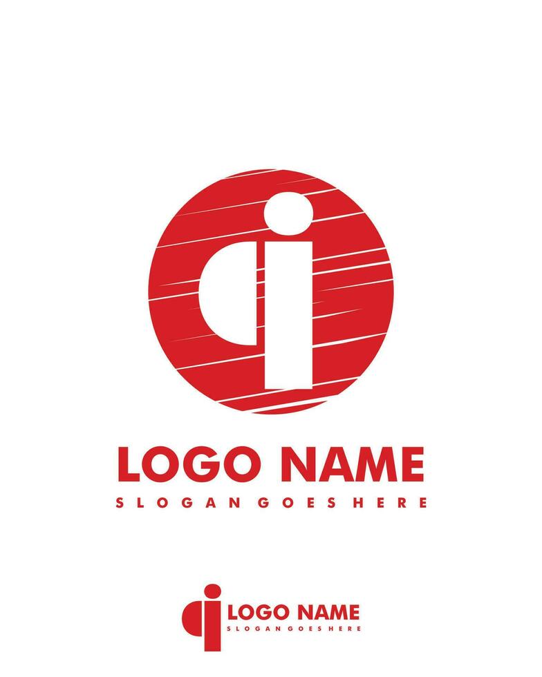 Initial QI negative space logo with circle template vector