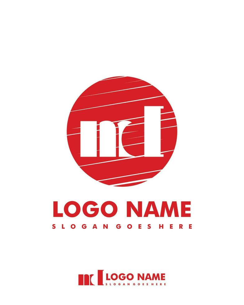 Initial MD negative space logo with circle template vector
