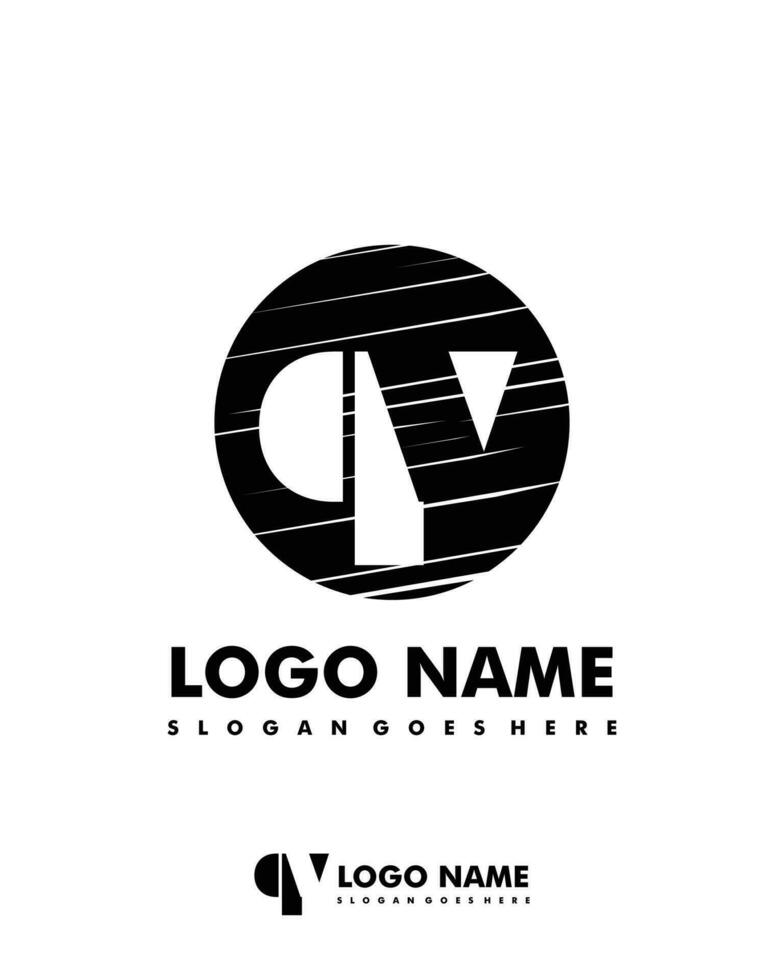 Initial QV negative space logo with circle template vector