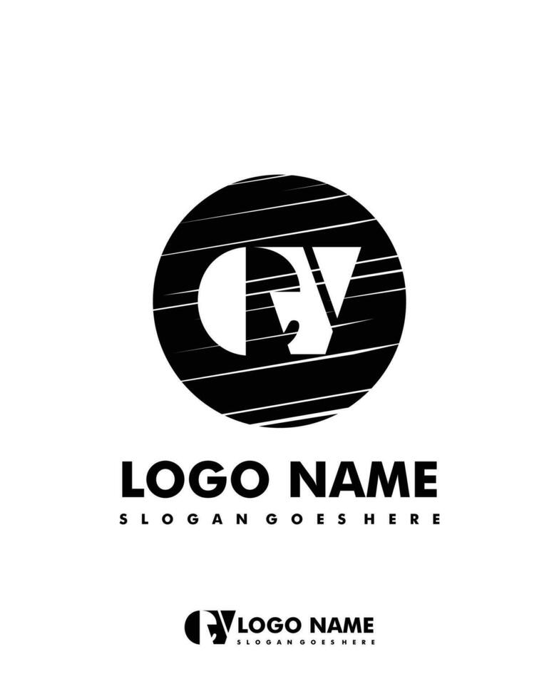 Initial EV negative space logo with circle template vector