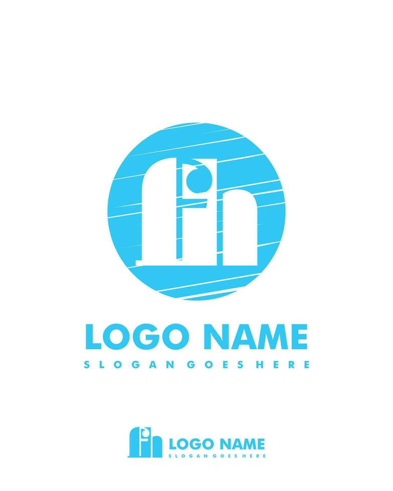 Initial FH negative space logo with circle template vector