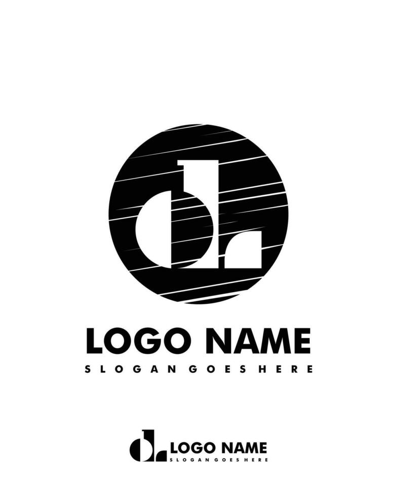 Initial OL negative space logo with circle template vector