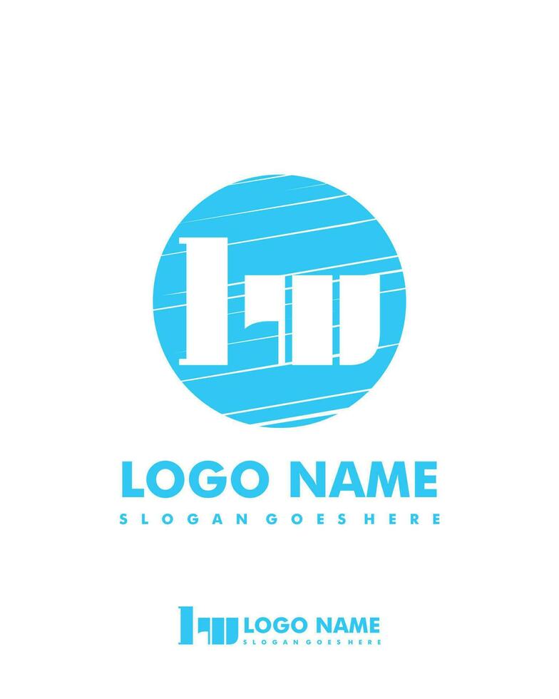 Initial LW negative space logo with circle template vector