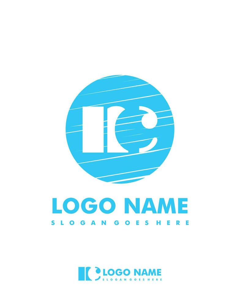 Initial NC negative space logo with circle template vector