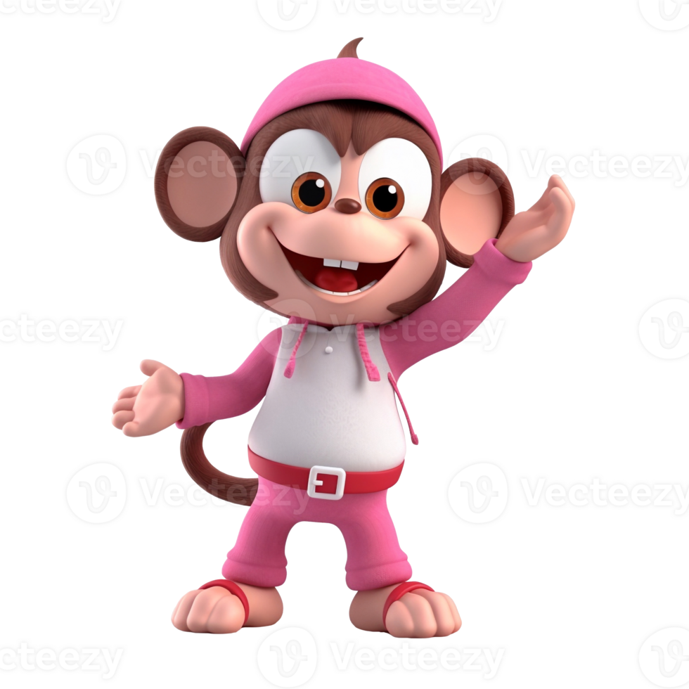 3D cute monkey character png
