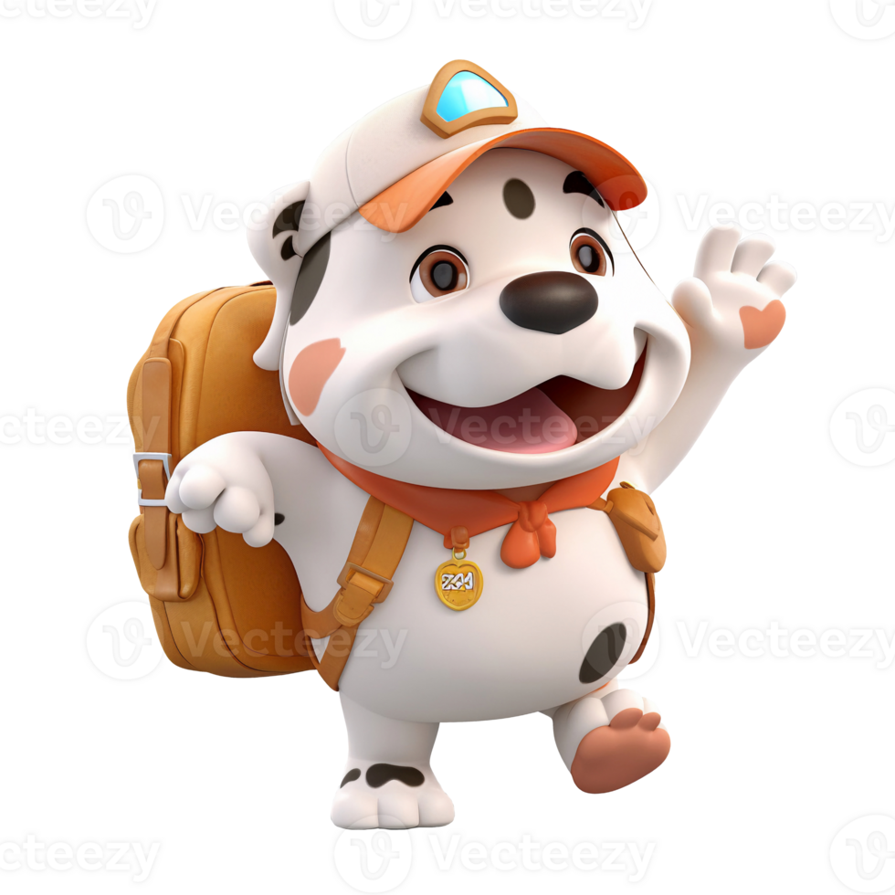 3D cute dog character png