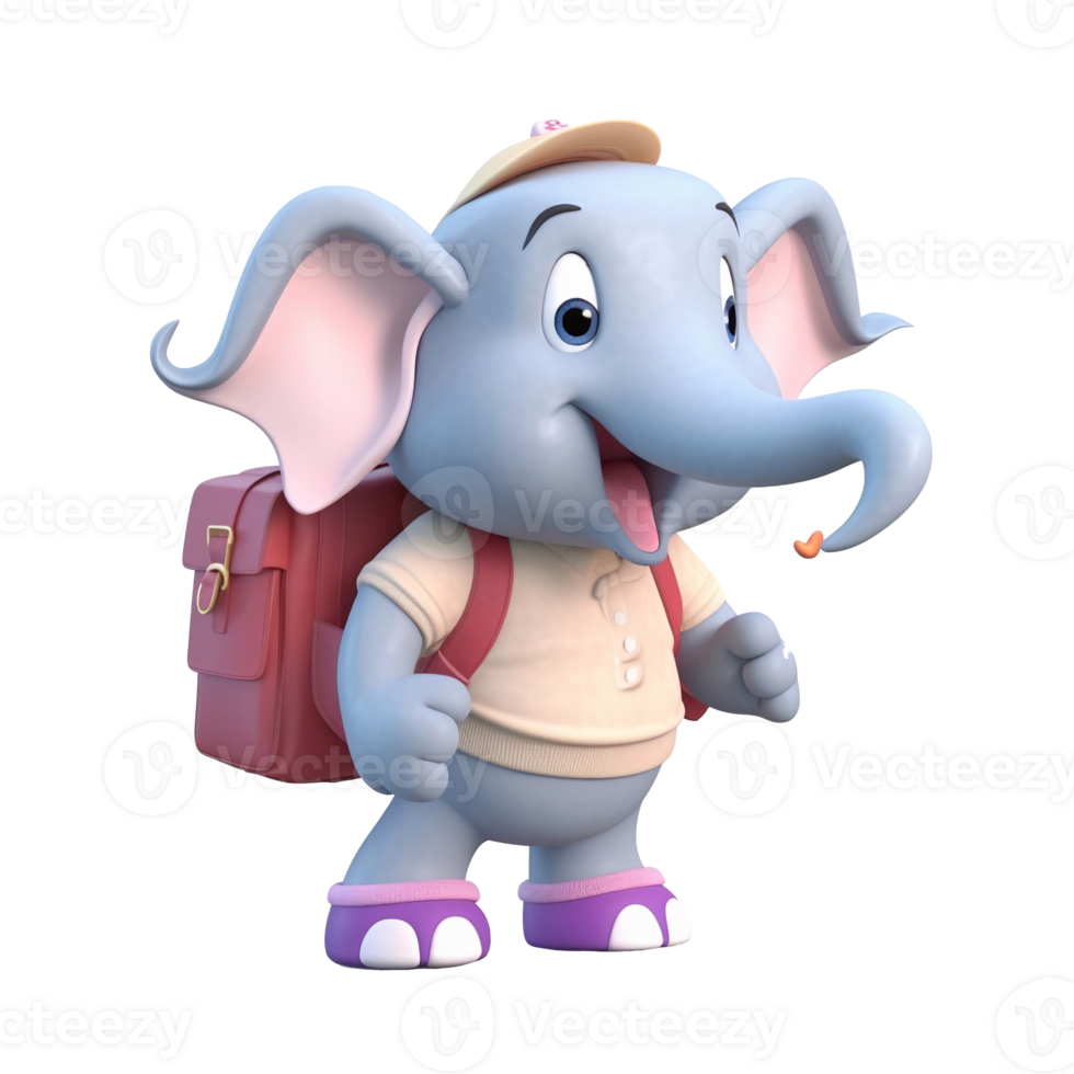 3D cute elephant character png
