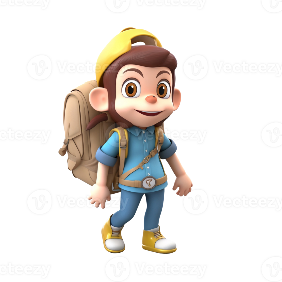 3D cute monkey character png