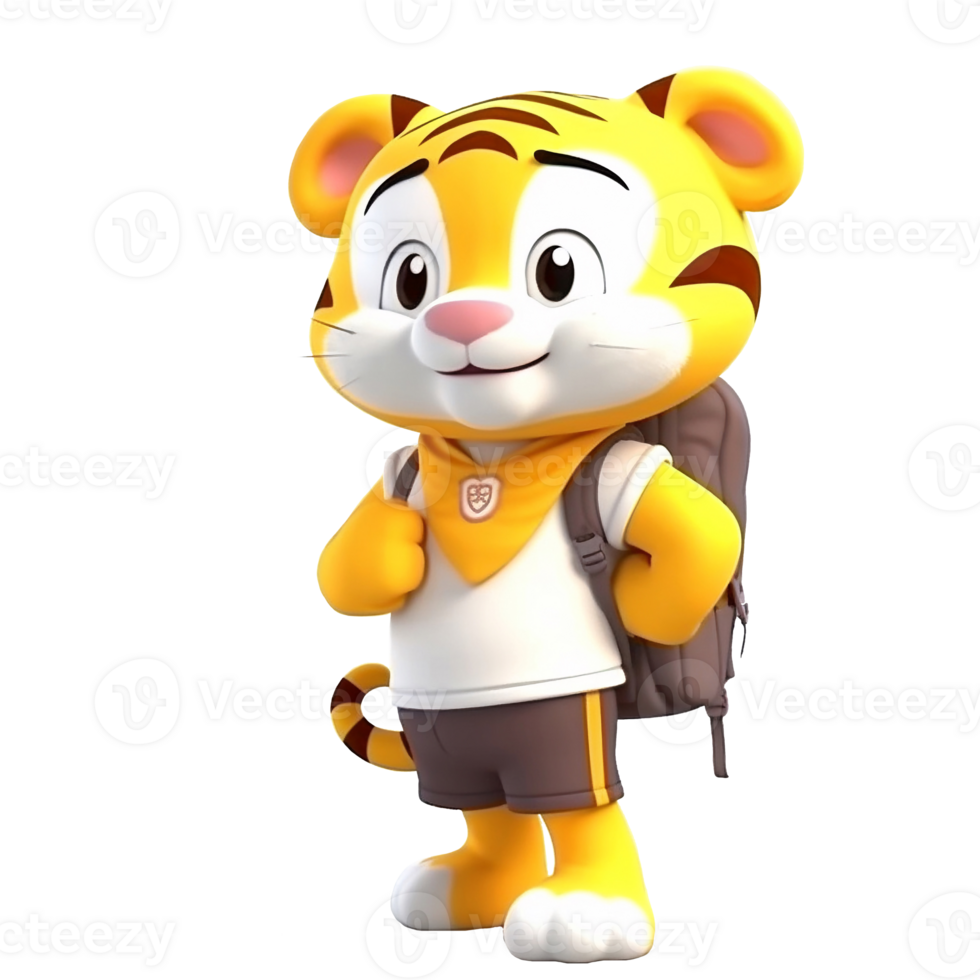 3D cute tiger character png
