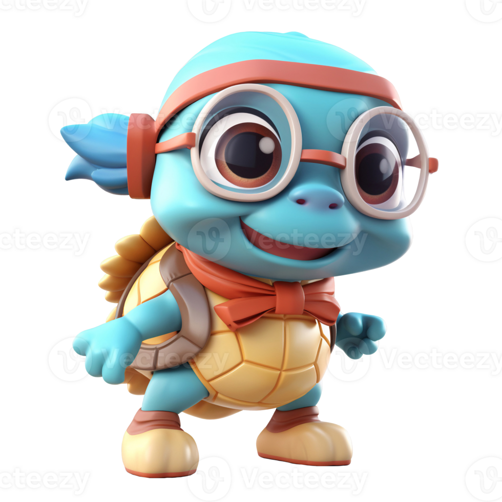 3D cute turtle character png