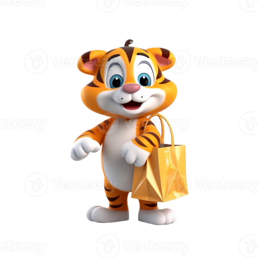 3D cute tiger character png