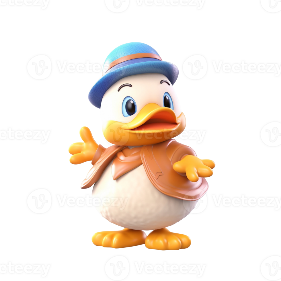 3D cute duck character png