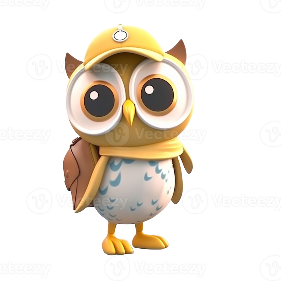 3D cute owl character png