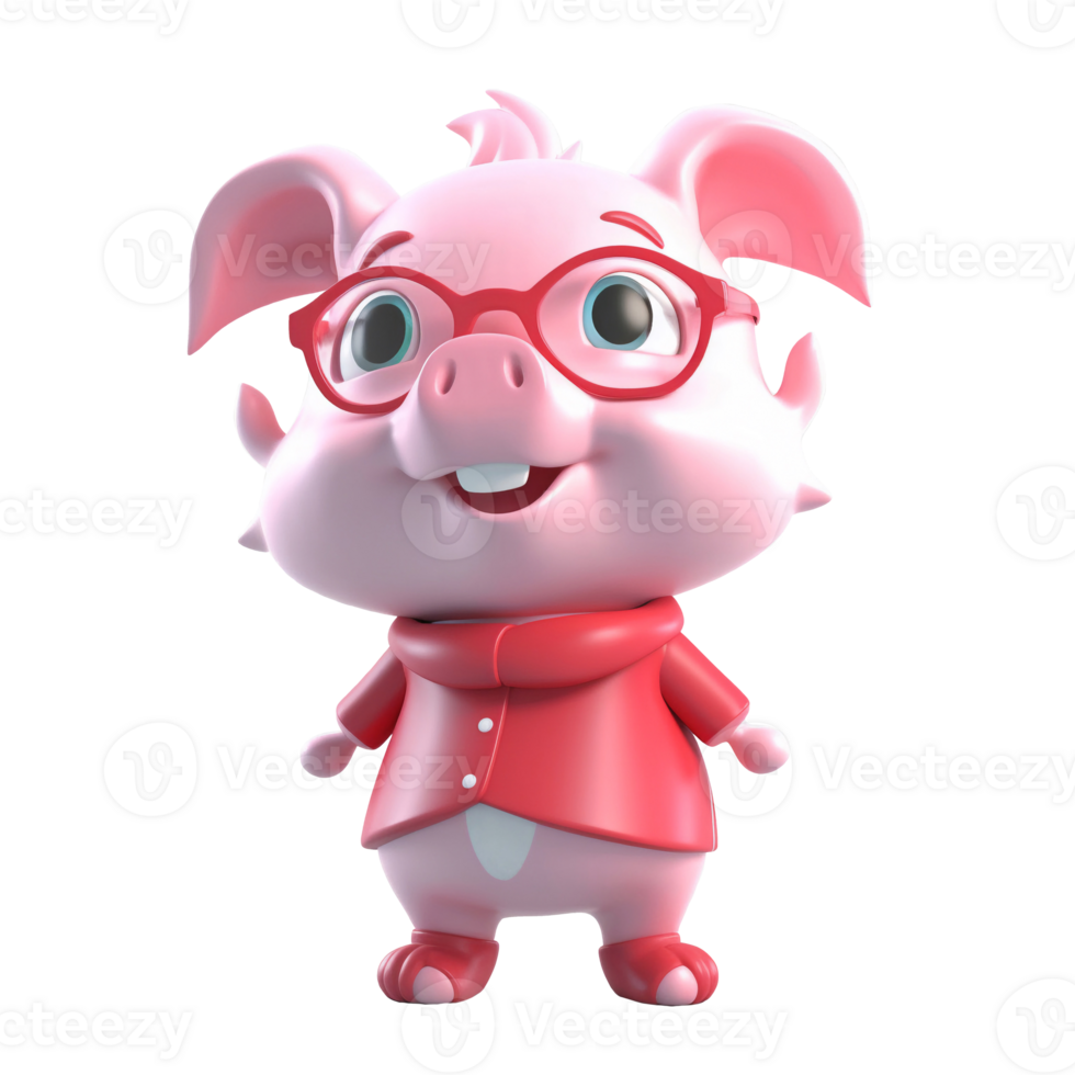 3D cute pig character png