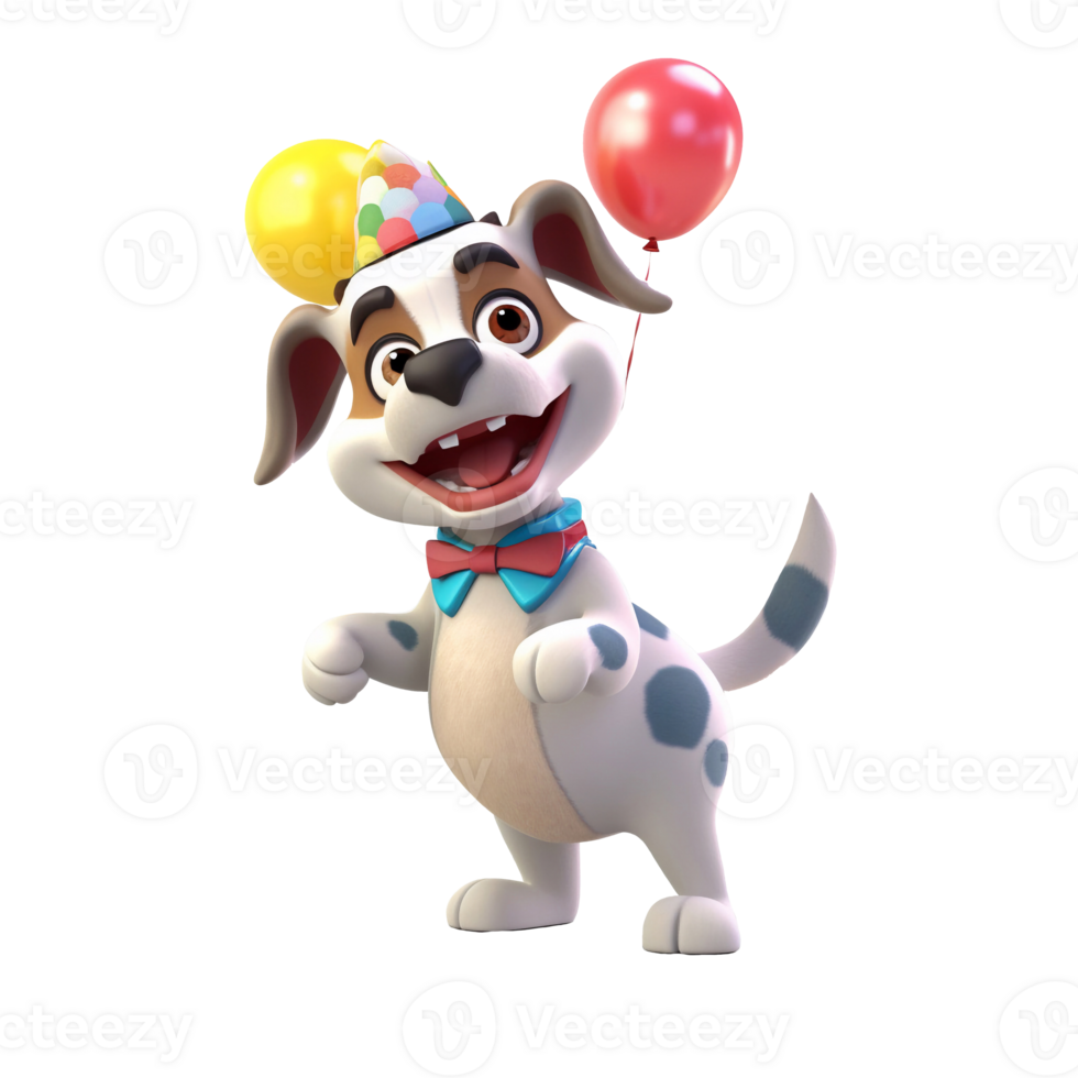 3D cute dog character png