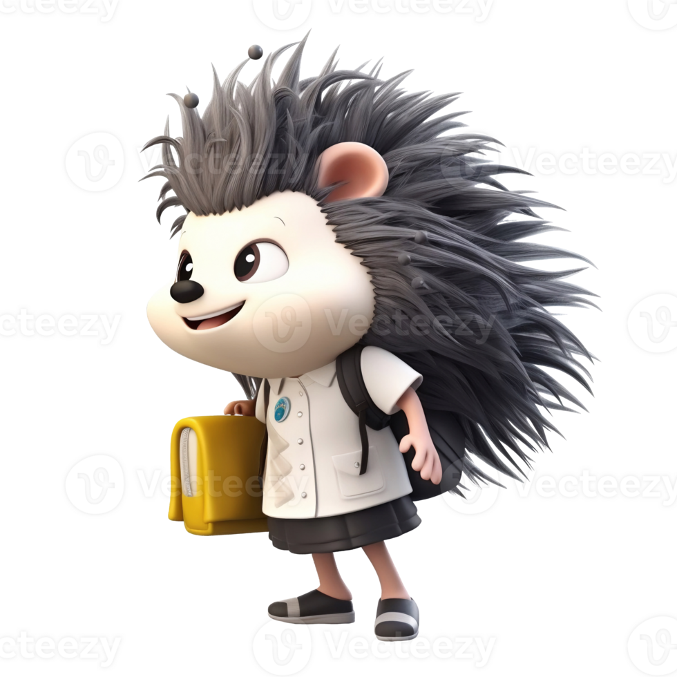 3D cute hedgehog character png